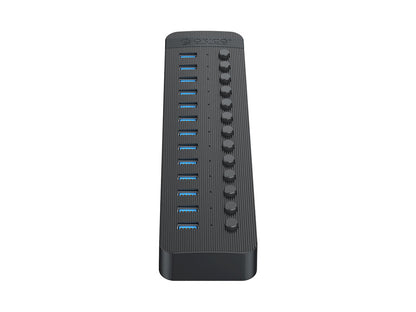 USB hub s 13 vhodi, USB 3.0, s stikali, zunanje napajanje, črn, ORICO CT2U3-13AB