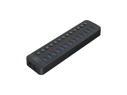 USB hub s 13 vhodi, USB 3.0, s stikali, zunanje napajanje, črn, ORICO CT2U3-13AB