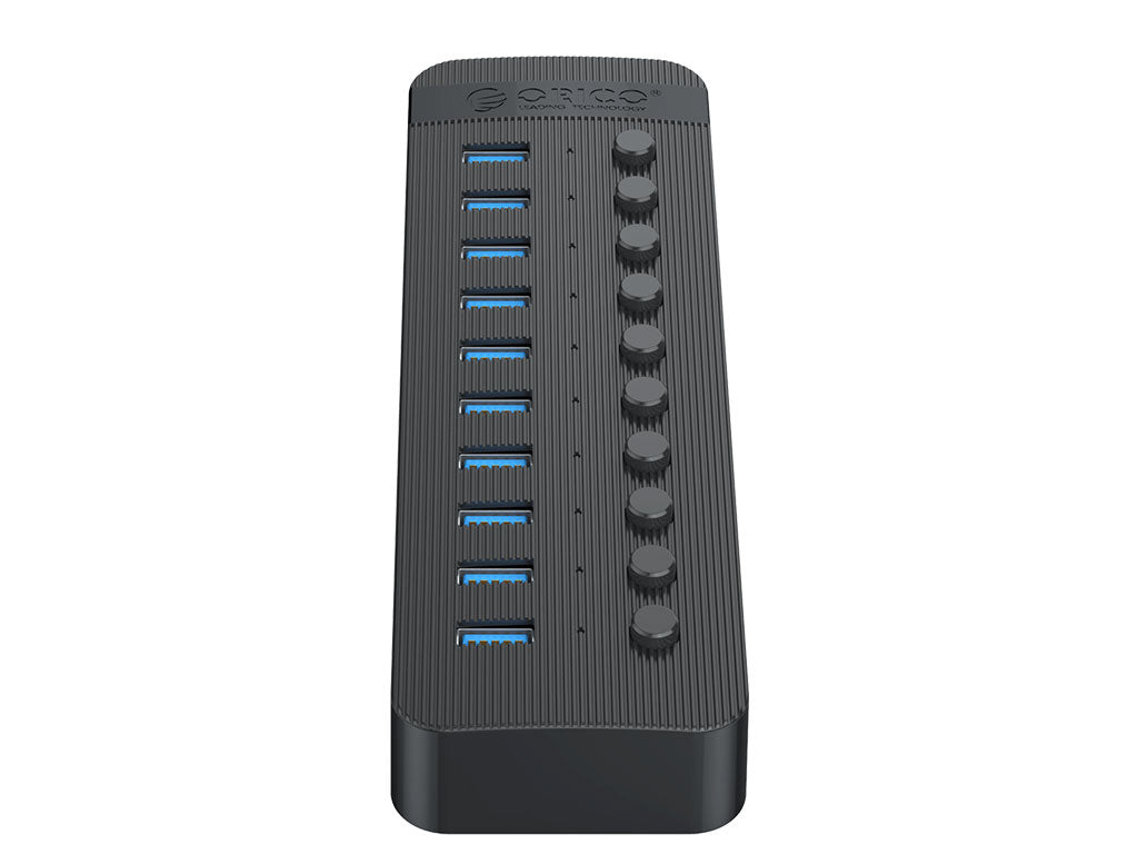 USB hub z 10 vhodi USB 3.0, s stikali, zunanje napajanje, črno, ORICO CT2U3-10AB