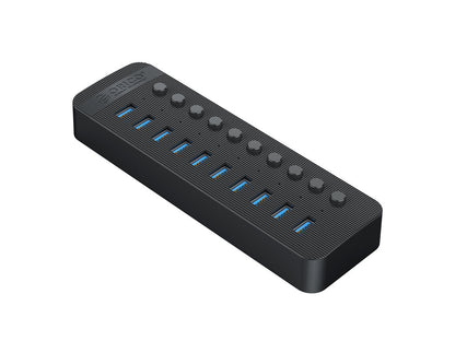 USB hub z 10 vhodi USB 3.0, s stikali, zunanje napajanje, črno, ORICO CT2U3-10AB