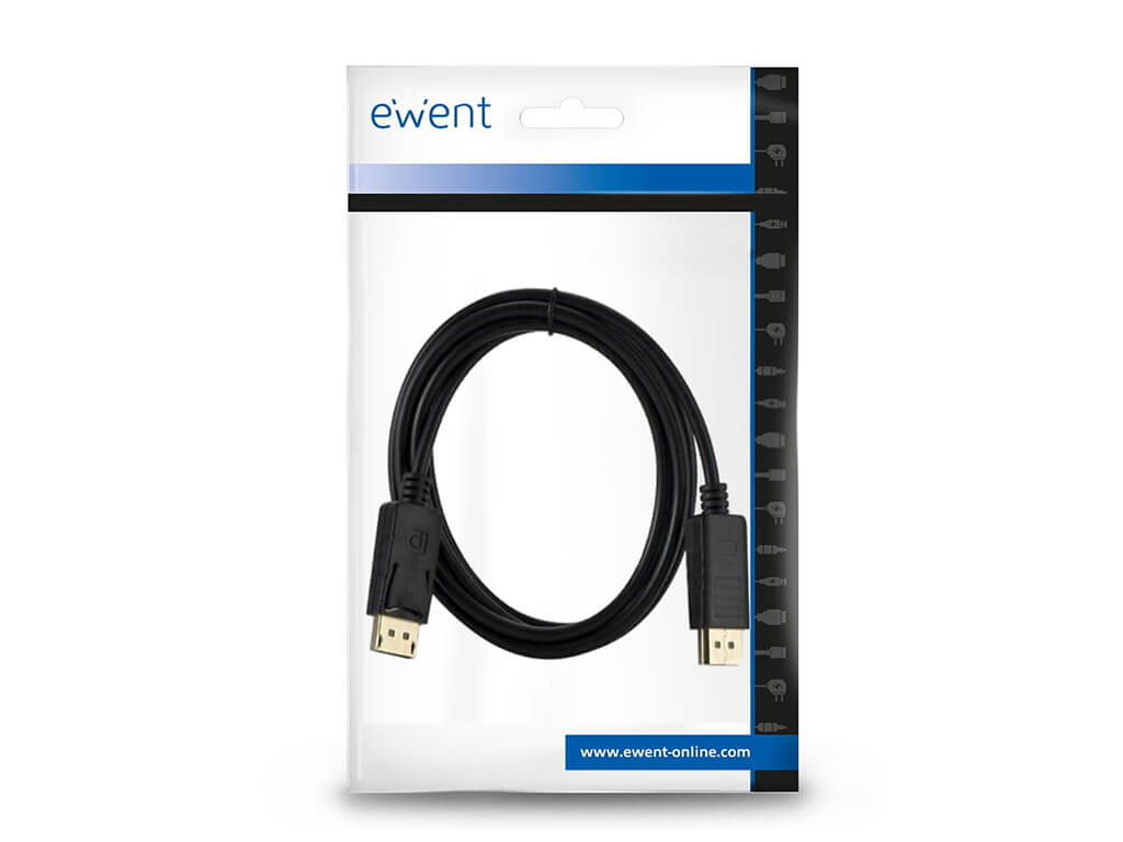 Kabel DisplayPort 1.4, M/M, 8K 60Hz, 4K 240Hz, Shielded, 3m, črn, Ewent EC1407