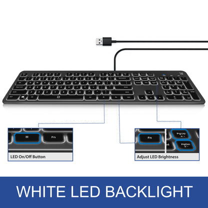 Tipkovnica Ewent Wired Illuminated Scissor, črna, USB, SLO EW3271