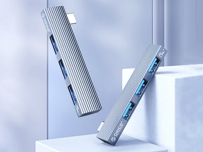 USB-C hub s 3 vhodi, 1x USB 3.0, 2x USB 2.0, Alu, siv, ORICO AH-W13