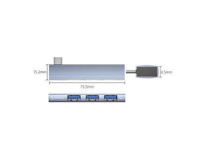 USB-C hub s 3 vhodi, 1x USB 3.0, 2x USB 2.0, Alu, siv, ORICO AH-W13