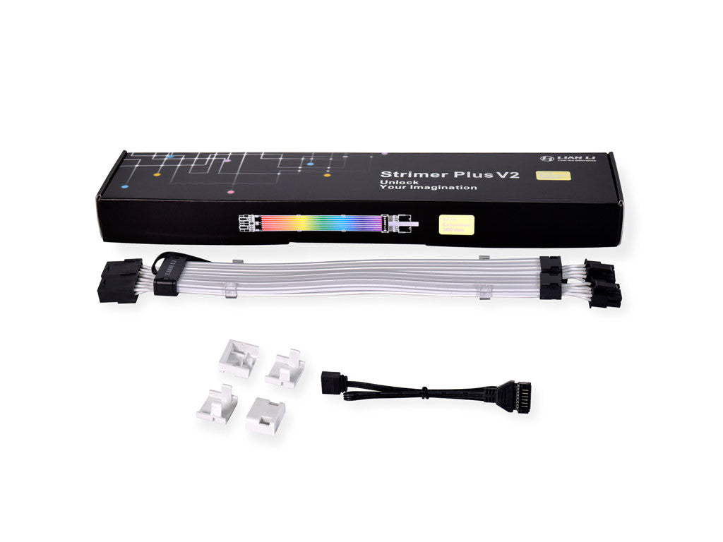 Kabel Lian Li Strimer Plus V2 Dual 8-Pin RGB, PCIe, za grafčno kartico, 30 cm