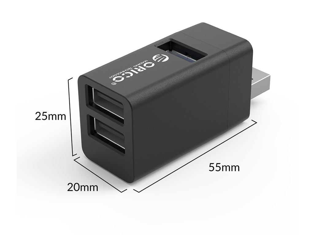 USB hub s 3 vhodi, 1x USB 3.0, 2x USB 2.0, Alu črn, ORICO MINI-U32L