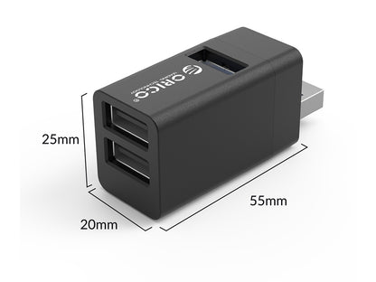 USB hub s 3 vhodi, 1x USB 3.0, 2x USB 2.0, Alu črn, ORICO MINI-U32L