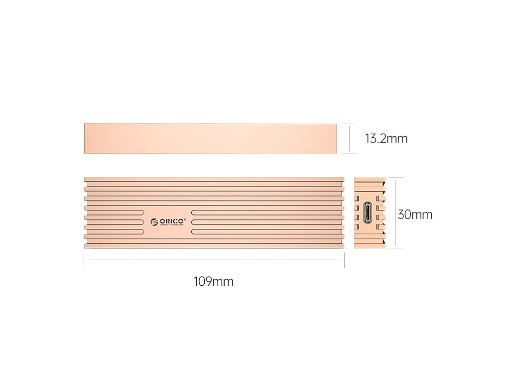 Zunanje ohišje za M.2 NVMe/SATA 2230-2280 v USB3.2 Gen2 Type-C, 10Gbps, Aluminij, zlato-roza, ORICO FV35C3