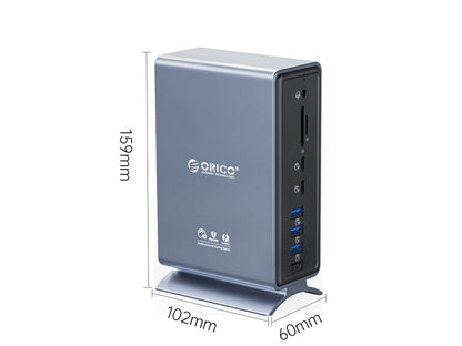 Priključna postaja USB-C Thunderbolt 3, 15 v 1, 5xUSB-A, 2xTB3, 2xUSB-C, DP, RJ45, SD+TF, napajanje, ORICO TB3-S4
