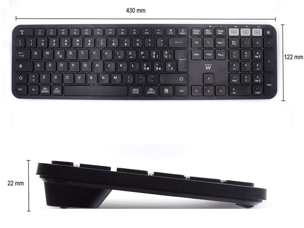Tipkovnica Ewent Multi-connect Wireless, Bluetooth, USB, SLO