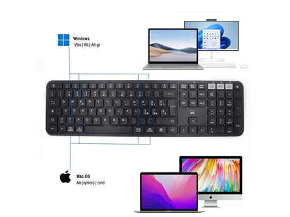 Tipkovnica Ewent Multi-connect Wireless, Bluetooth, USB, SLO