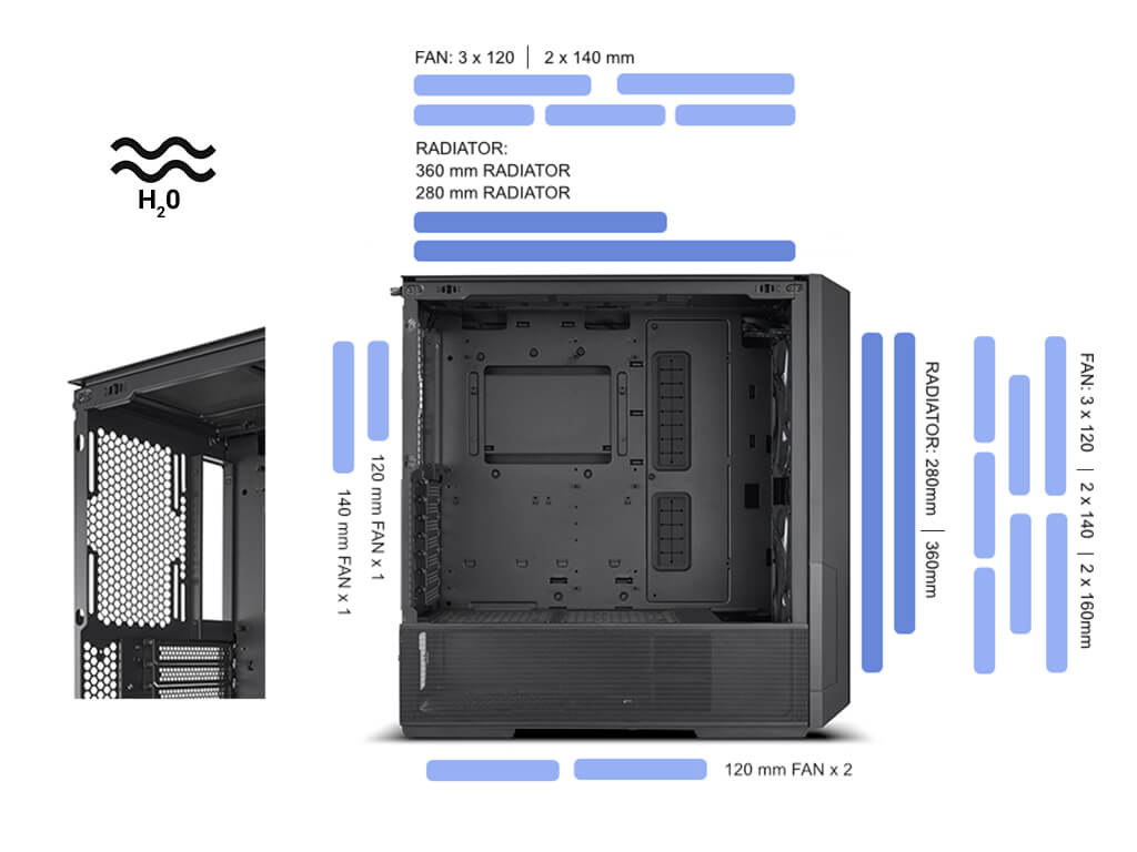 Računalniško ohišje ATX Lian Li LANCOOL 216, Midi-Tower, ARGB, kaljeno steklo, črno