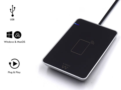 Čitalec pametnih in osebnih kartic Ewent, USB 2.0, NFC brezkontaktni, črn, EW1053