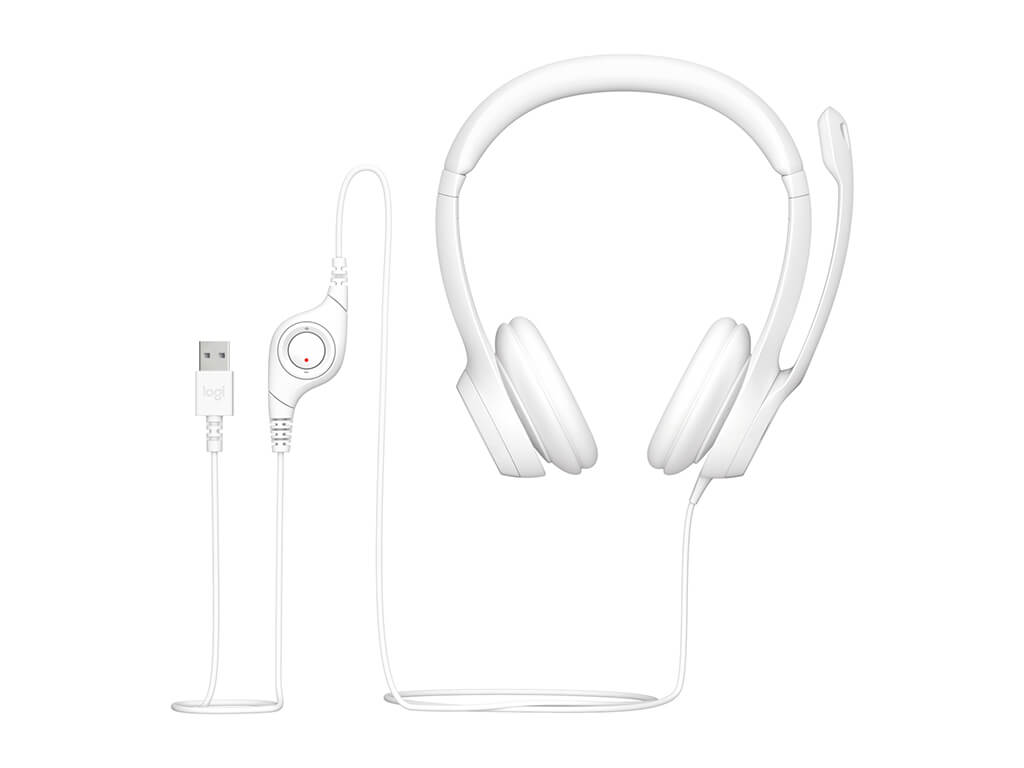 Slušalke Logitech H390, bele, USB