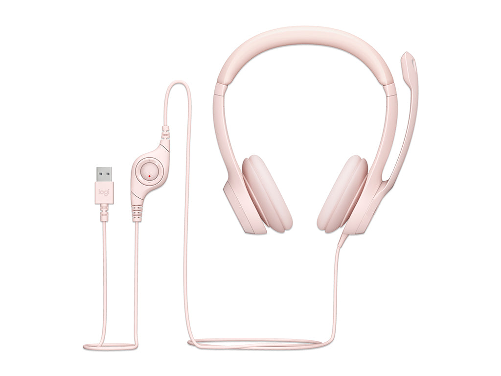 Slušalke Logitech H390, roza, USB