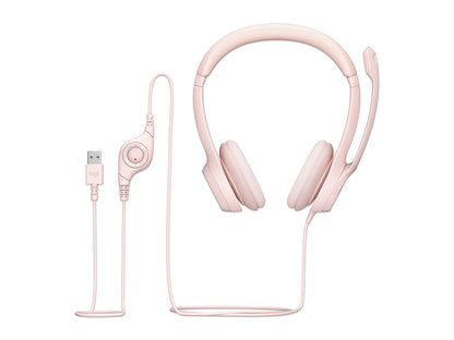 Slušalke Logitech H390, roza, USB