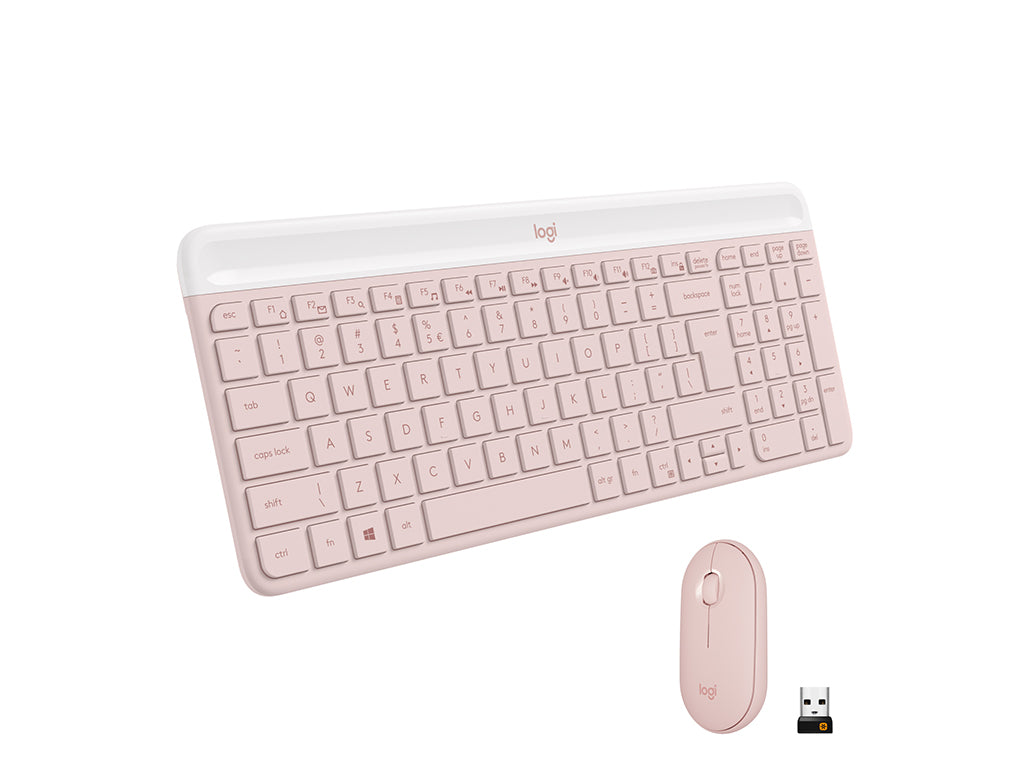 Tipkovnica in miška Logitech Slim Wireless Combo MK470, roza, SLO g.