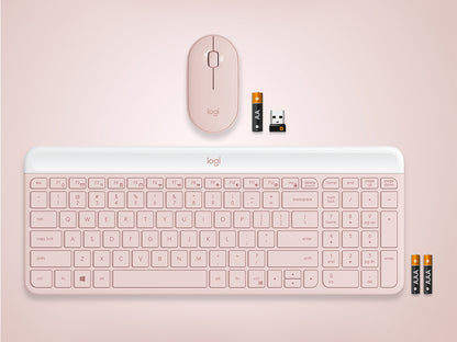 Tipkovnica in miška Logitech Slim Wireless Combo MK470, roza, SLO g.