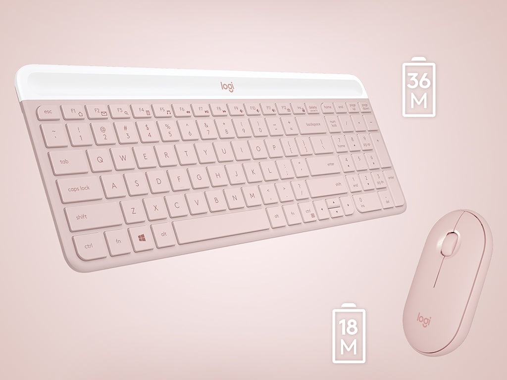 Tipkovnica in miška Logitech Slim Wireless Combo MK470, roza, SLO g.