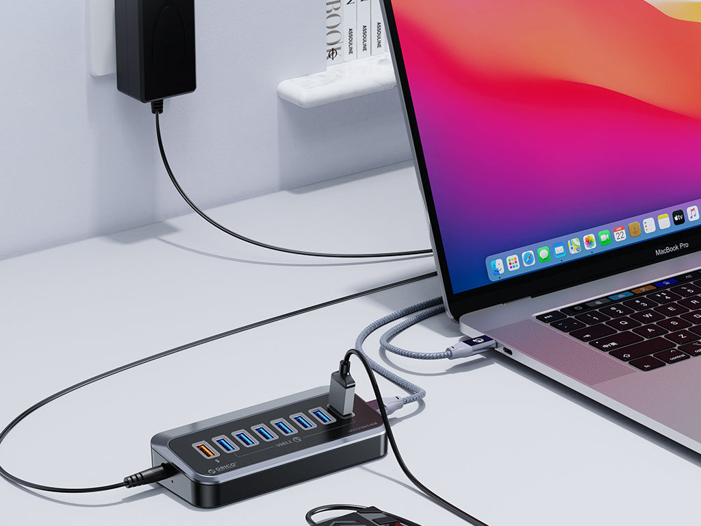 USB-C hub s 7 vhodi, 7x USB-A 3.2 Gen1, 5Gbps, črn, ORICO M3U3-7A-10