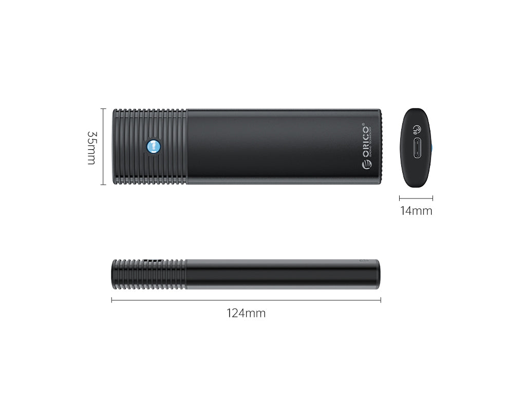 Zunanje ohišje za M.2 NVMe/SATA 2230-2280 v USB3.2 Gen2 Type-C, aluminij, črno, ORICO PWDM2-G2