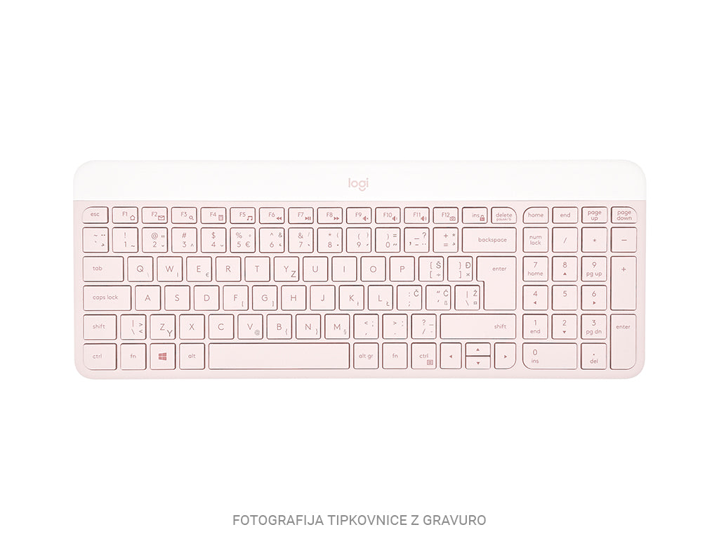 Tipkovnica in miška Logitech Slim Wireless Combo MK470, roza, SLO g.