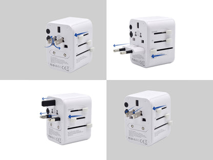 Potovalni polnilec Ewent EW1470, univerzalni, EU/USA/UK/AUS/CN/IT, 2xUSB-A, 3xUSB-C, bel