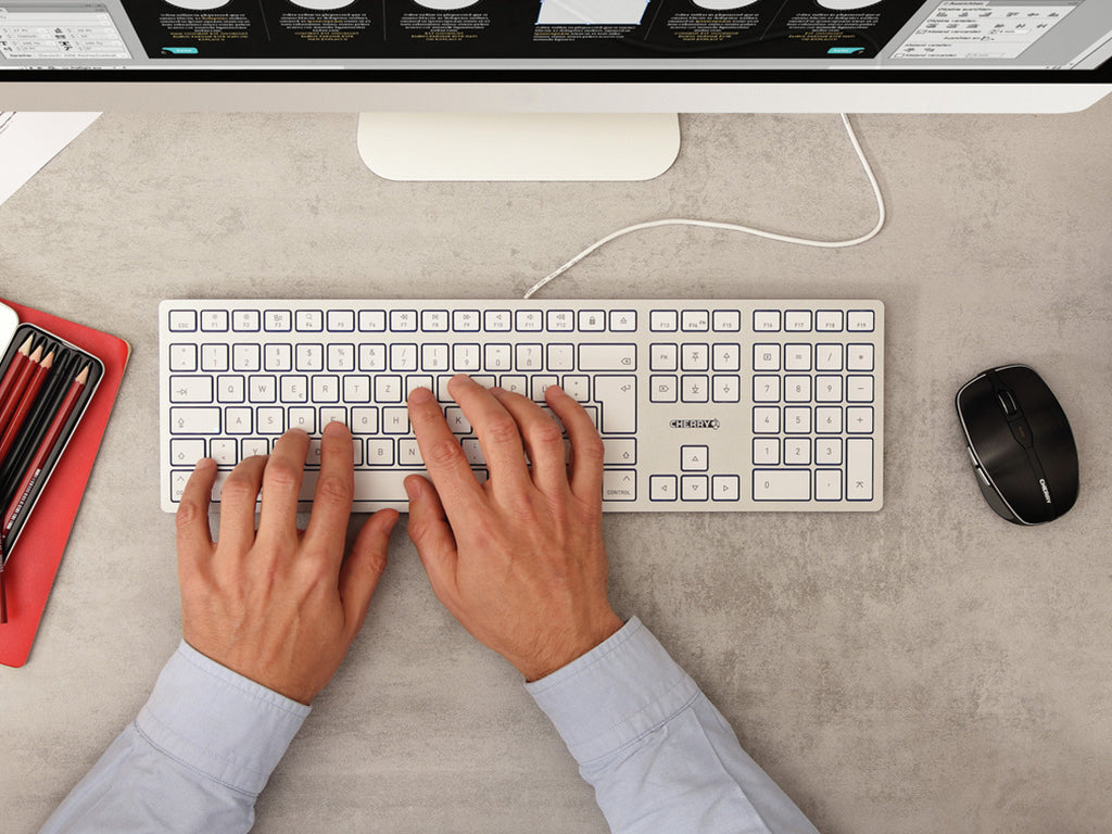 Tipkovnica Cherry KC 6000C Slim for Mac, srebrna, USB-C, UK-SLO g.