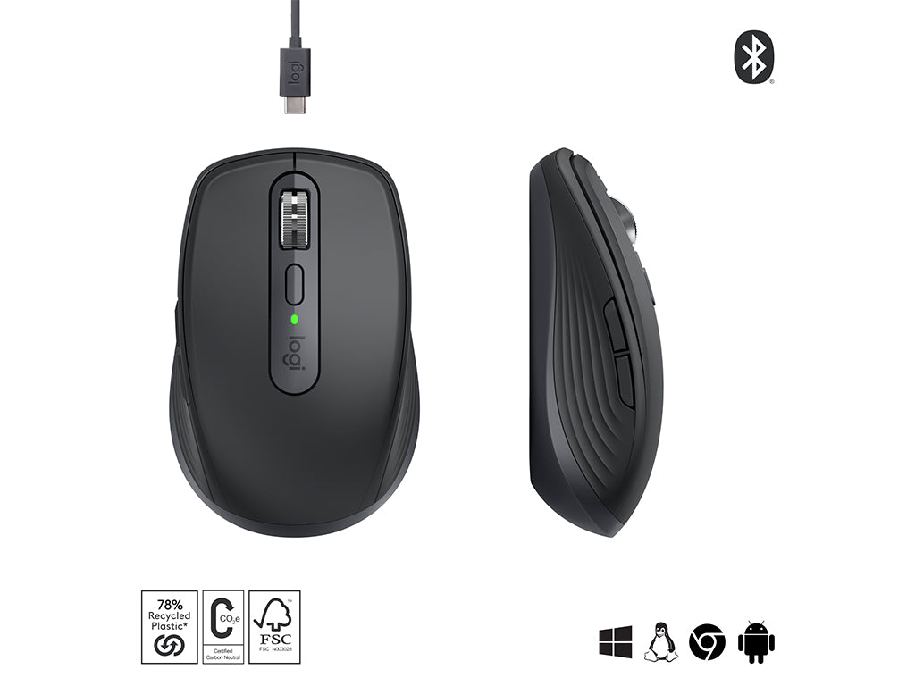 Miška Logitech MX Anywhere 3S, Bluetooth, DarkField laser, grafitna
