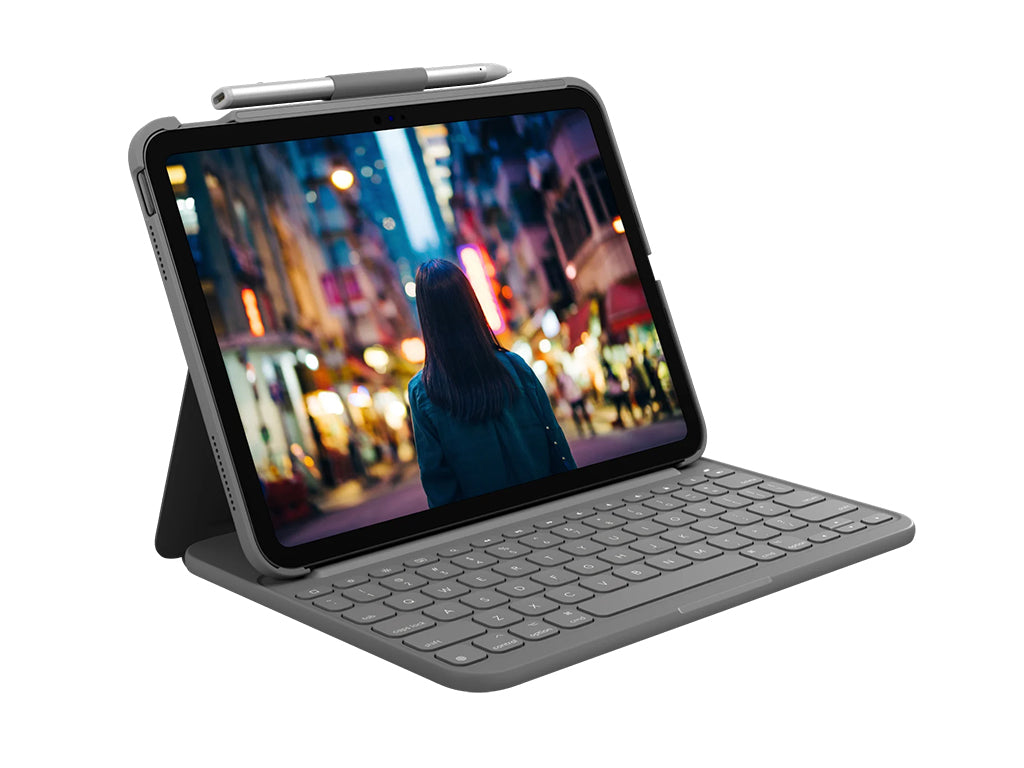 Ovitek s tipkovnico Logitech SLIM FOLIO za iPad (10. gen, A16 Gen), siv, SLO g.