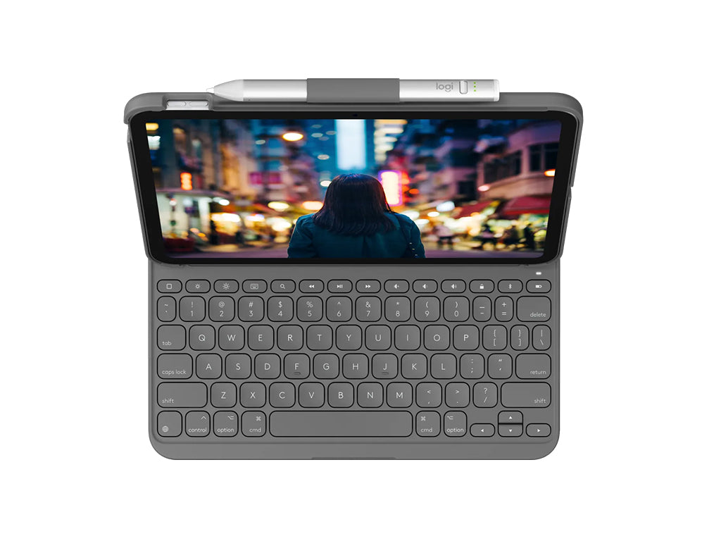 Ovitek s tipkovnico Logitech SLIM FOLIO za iPad (10. gen, A16 Gen), siv, SLO g.