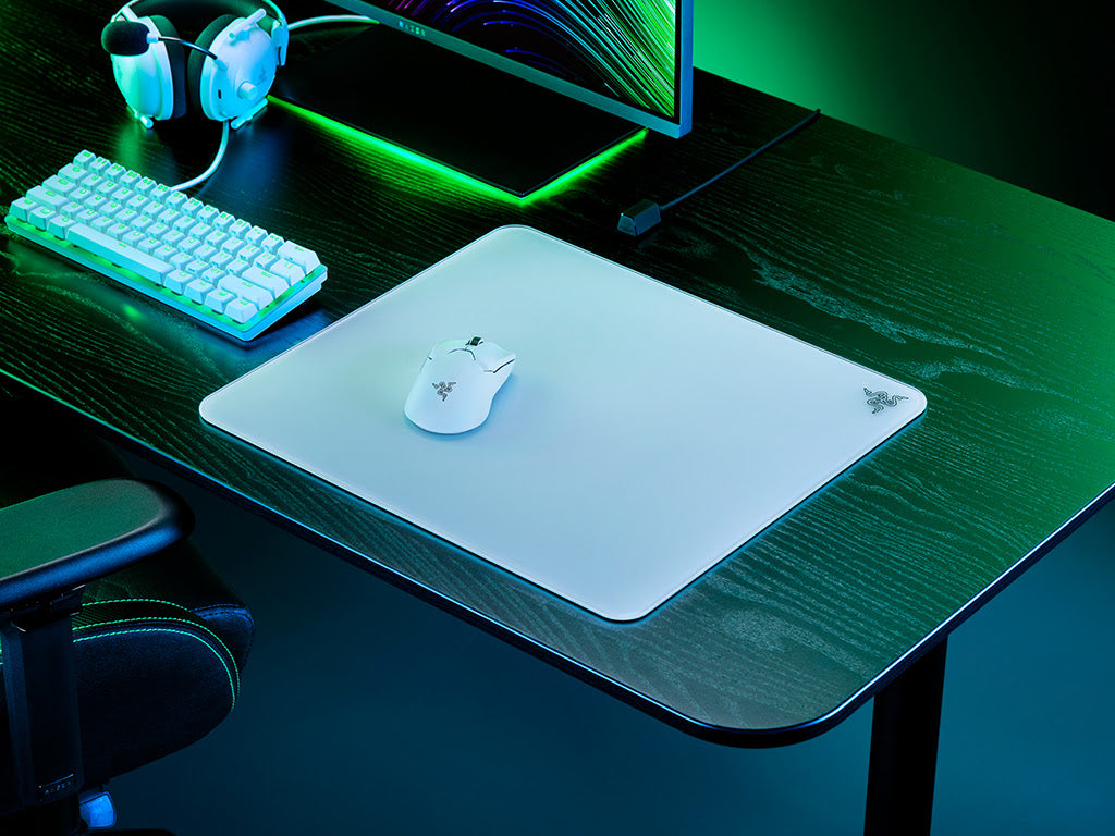 Podloga za miško Razer Atlas, kaljeno steklo, bela