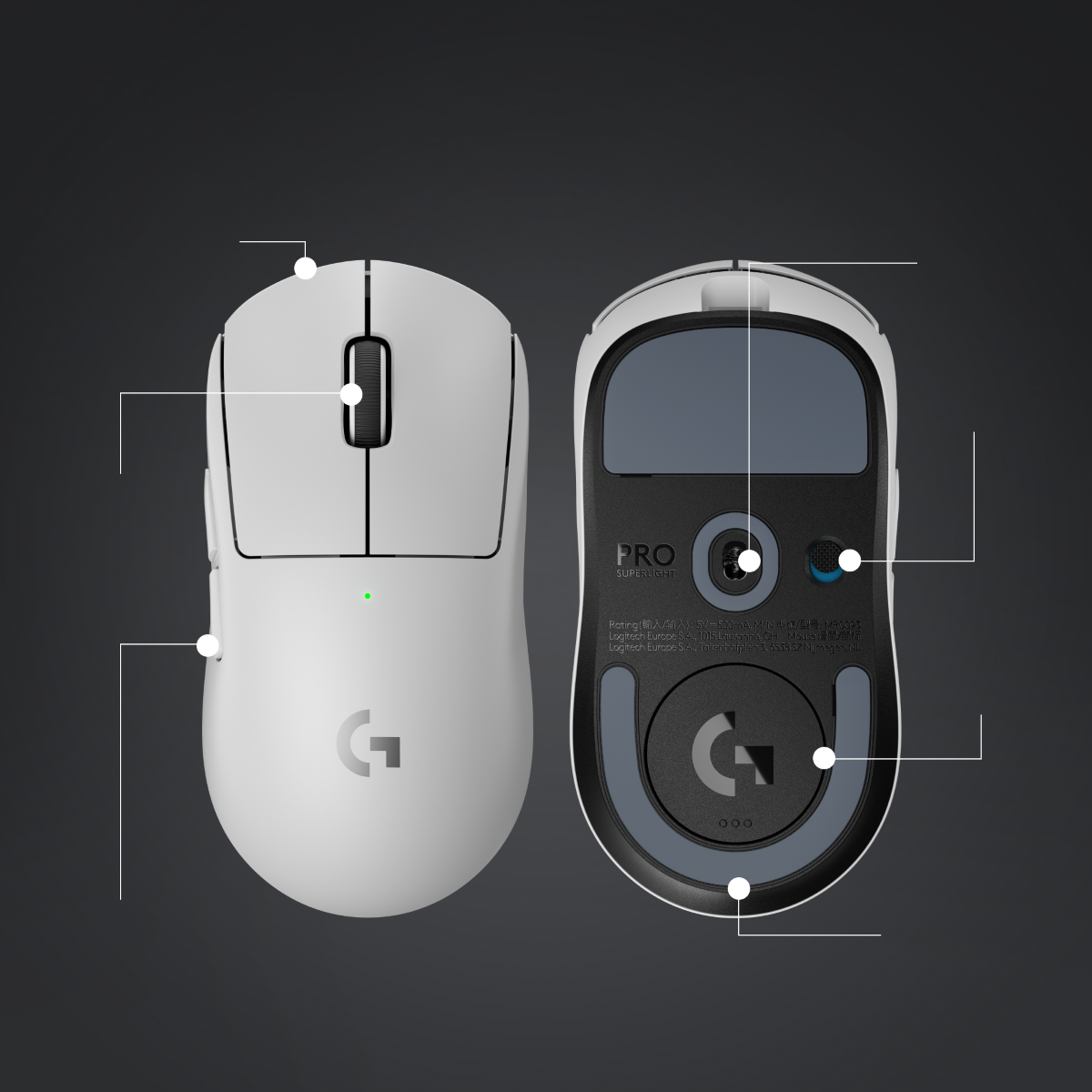 Miška Logitech G PRO X SUPERLIGHT 2 Wireless, bela