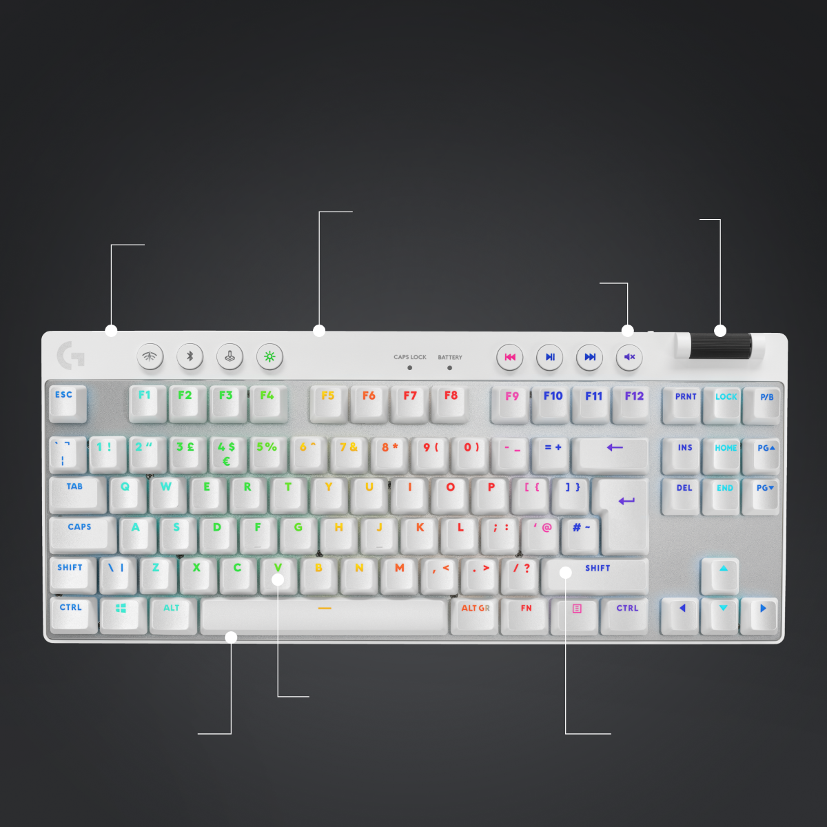 Tipkovnica Logitech G PRO X TKL Brown Tactile, Lightspeed, bela, USB, SLO g.