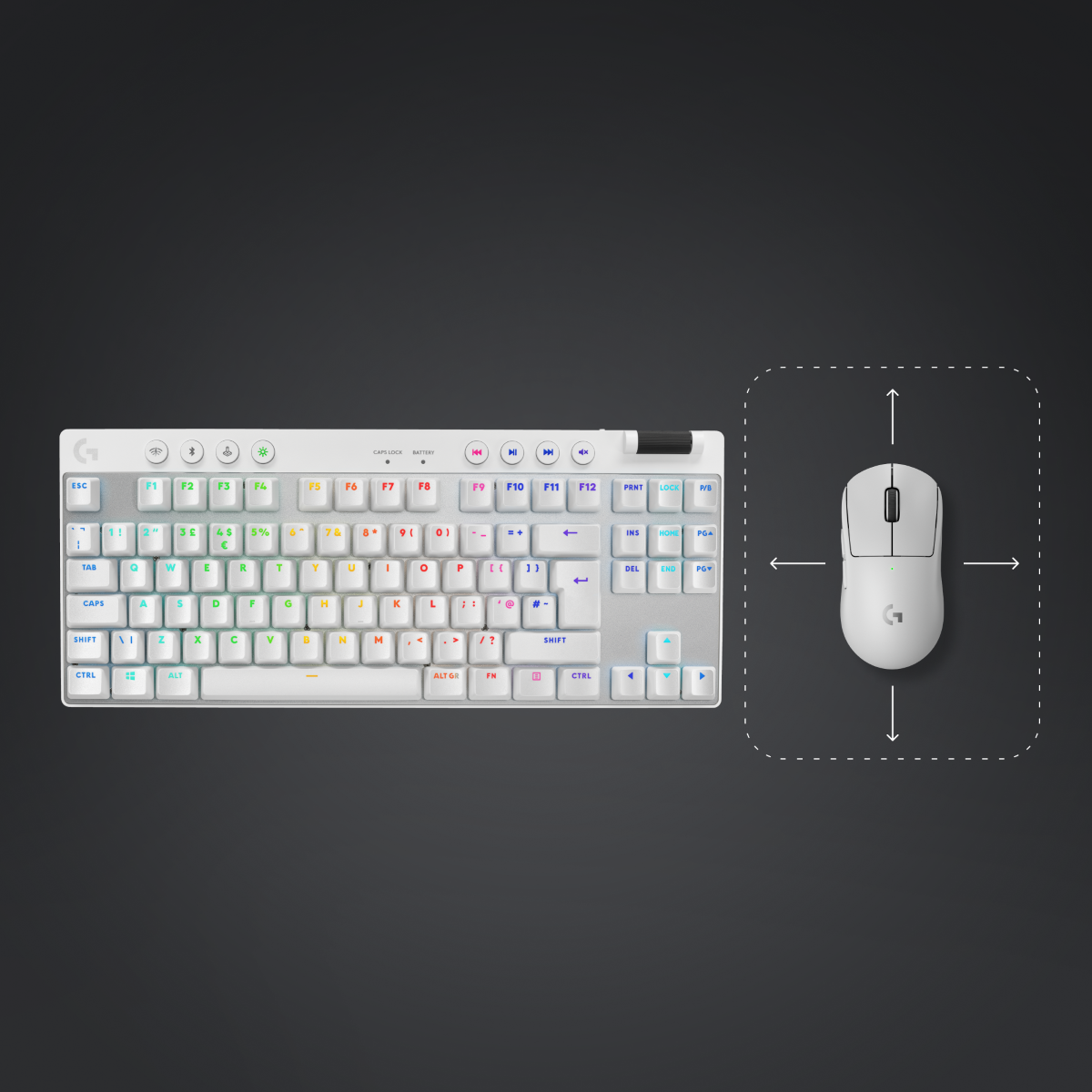Tipkovnica Logitech G PRO X TKL Brown Tactile, Lightspeed, bela, USB, SLO g.