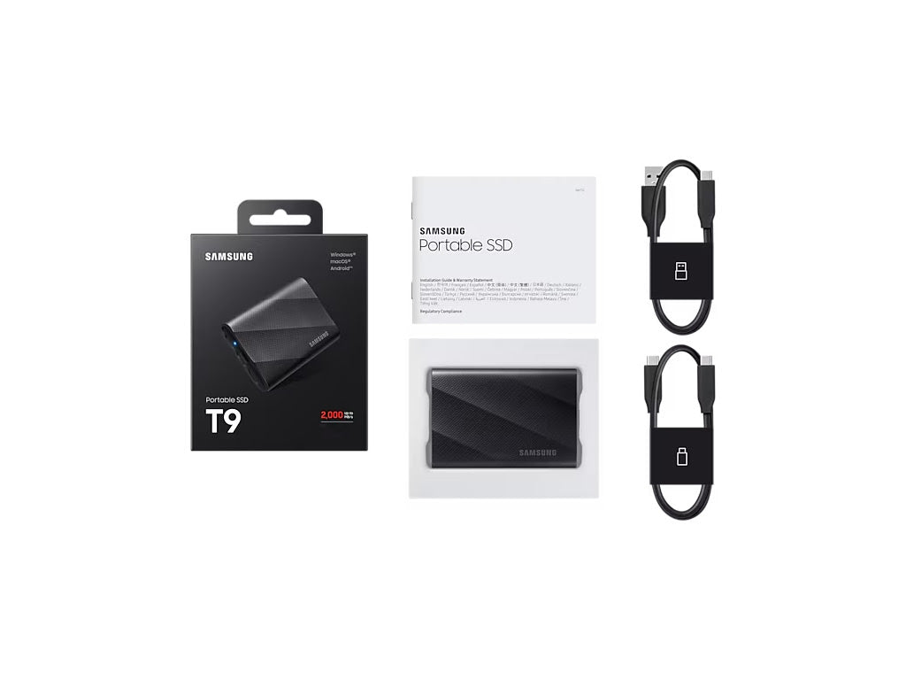 Zunanji SSD 4TB Type-C USB 3.2 Gen2x2 V-NAND UASP, Samsung T9, črn (MU-PG4T0B/EU)