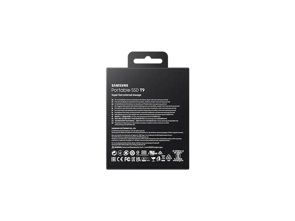 Zunanji SSD 4TB Type-C USB 3.2 Gen2x2 V-NAND UASP, Samsung T9, črn (MU-PG4T0B/EU)