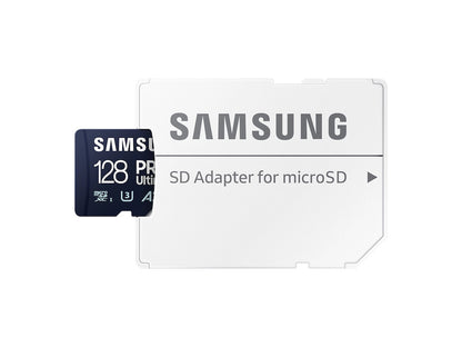 Spominska kartica Samsung PRO Ultimate, micro SDXC, 128GB, U3, V30, A2, UHS-I, z SD adapterjem