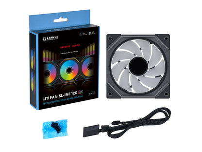 Ventilator za ohišje Lian Li UNI FAN SL-INF 120 Reverse Blade, ARGB, PWM, 120mm, črn