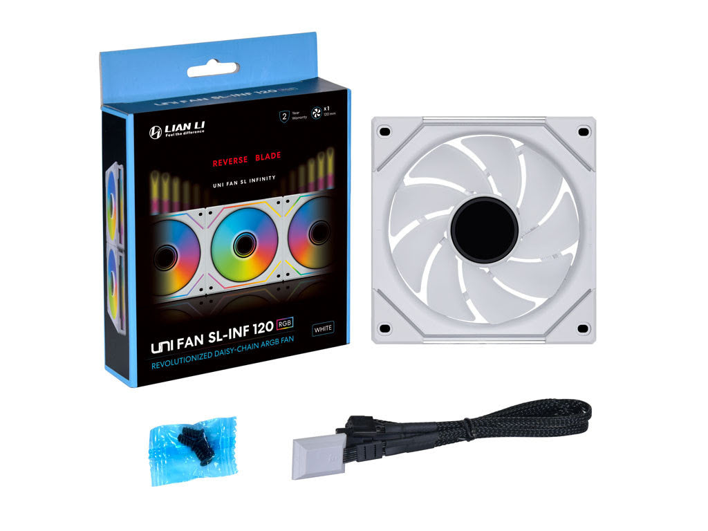 Ventilator za ohišje Lian Li UNI FAN SL-INF 120 Reverse Blade, ARGB, PWM, 120mm, bel