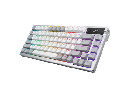 Tipkovnica ASUS ROG Azoth Wireless, ROG NX Snow, PBT, OLED, RGB, USB, US, bela