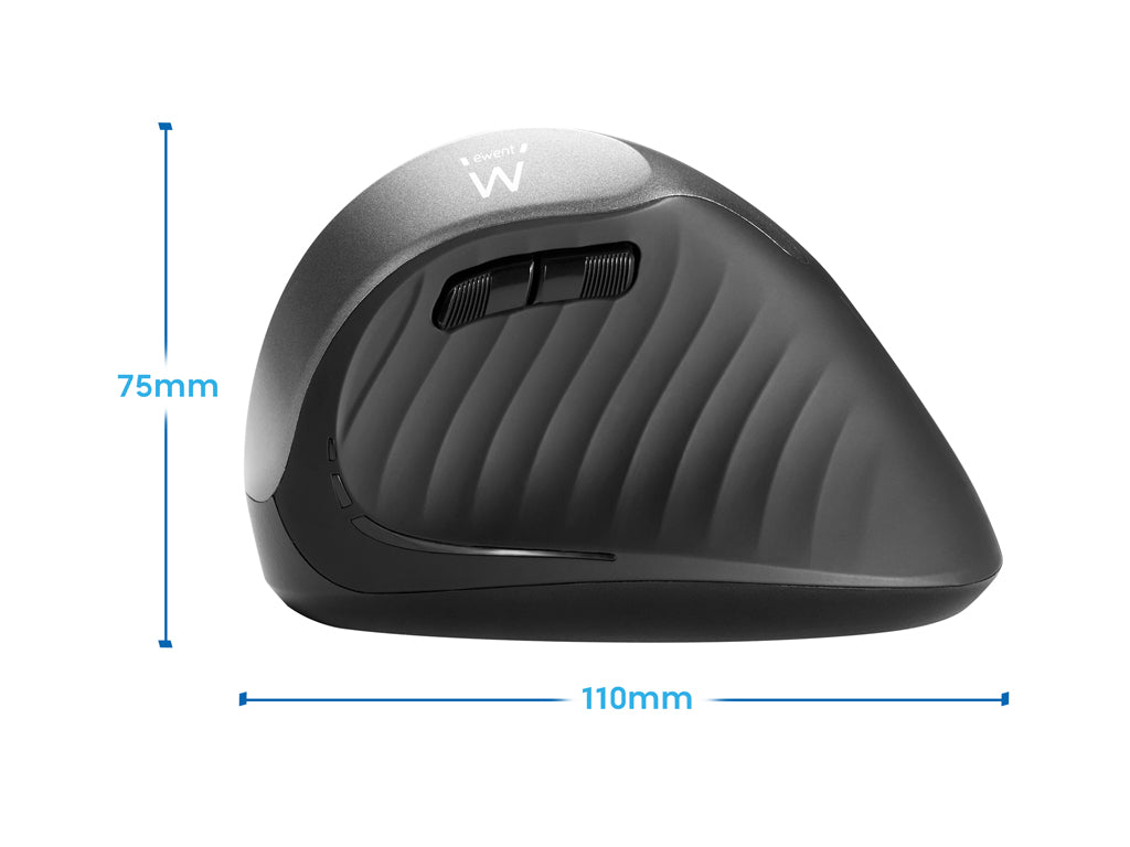 Miška Ewent Wireless Ergonomic Vertical, 2400dpi, črna, USB