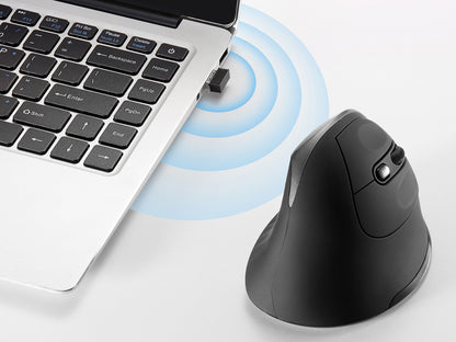 Miška Ewent Wireless Ergonomic Vertical, 2400dpi, črna, USB