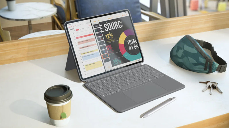 Ovitek s tipkovnico Logitech Combo Touch za iPad Air 13", M2, M3, M4, siv, Slo g.