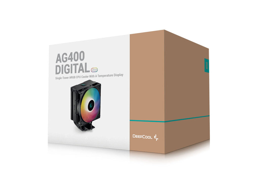 Hladilnik za procesor DeepCool AG400 Digital, ARGB, 120mm, 240W TDP, črn