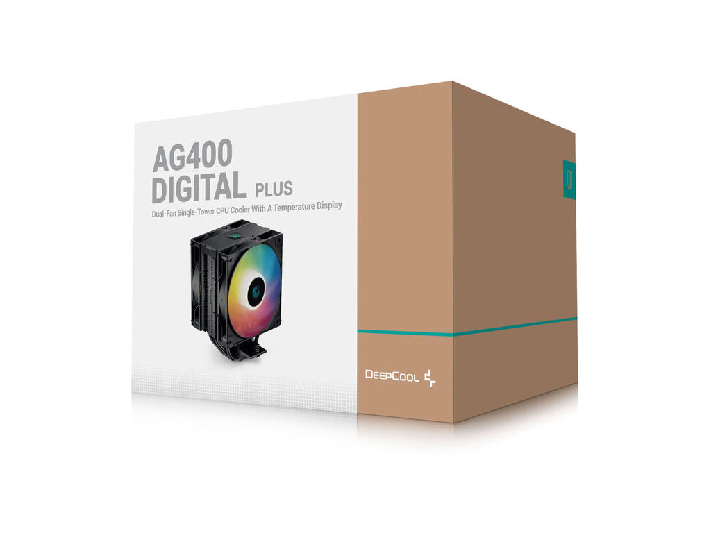 Hladilnik za procesor DeepCool AG400 Digital Plus ARGB, 2x 120mm,  črn