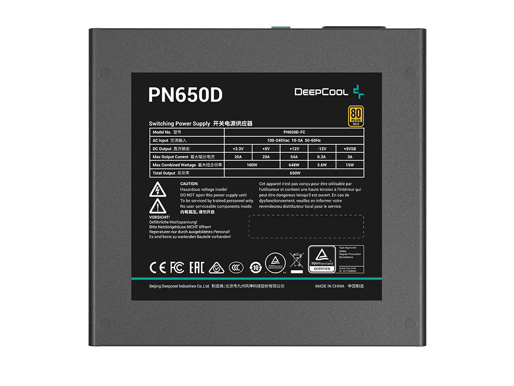 Napajalnik ATX DeepCool PN650D, 650W, 12V-2x6, 80 PLUS Gold, črn