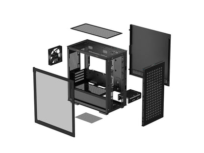 Računalniško ohišje DeepCool CH370, Micro-ATX, kaljeno steklo, črno