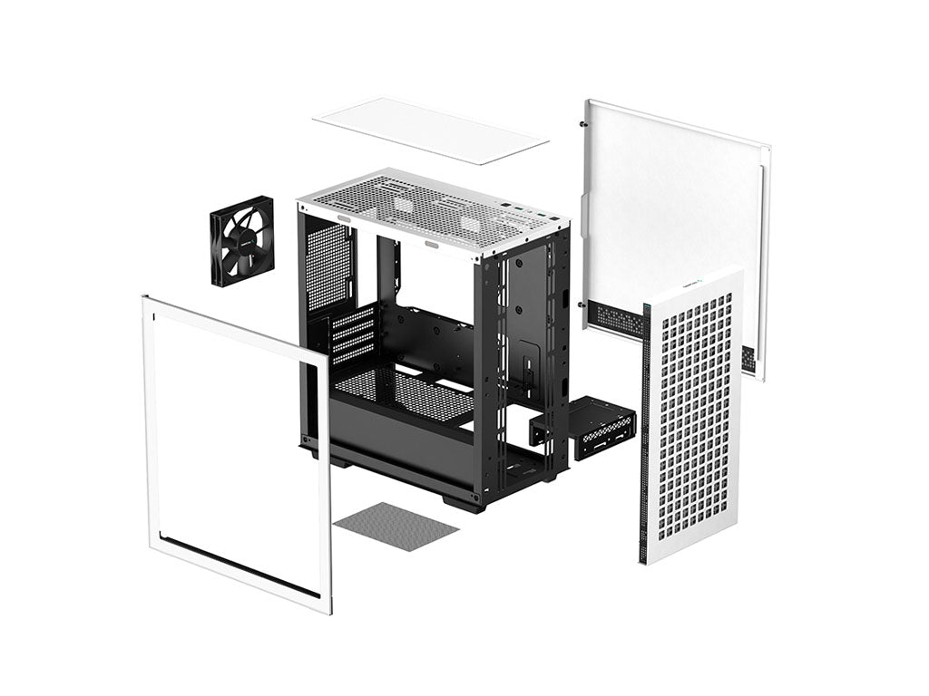 Računalniško ohišje DeepCool CH370 WH, Micro-ATX, kaljeno steklo, belo