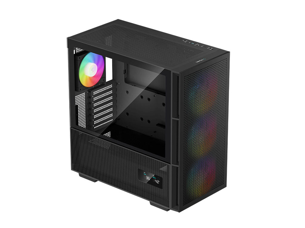Računalniško ohišje DeepCool CH560 Digital, E-ATX, ARGB, LCD, kaljeno steklo, črno
